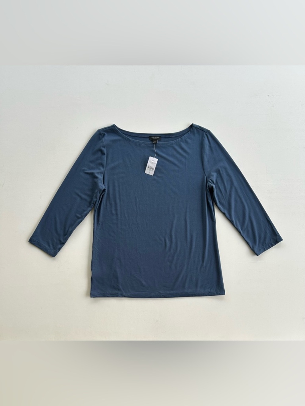 Ann Taylor Factory 3/4 Sleeve Boatneck Top Blue  Stretch Women’s Size Small NWT